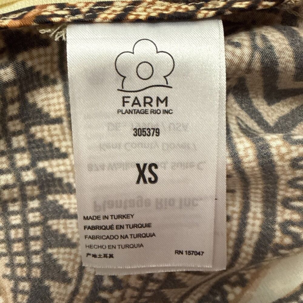 Farm Rio XS Pants Sand Yawanawa Banana Flare Bell Bottom Tropical NW0T - Picture 6 of 10